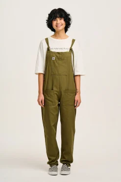 Lucy & Yak Original - Cotton Dungarees in Dark Olive Sale