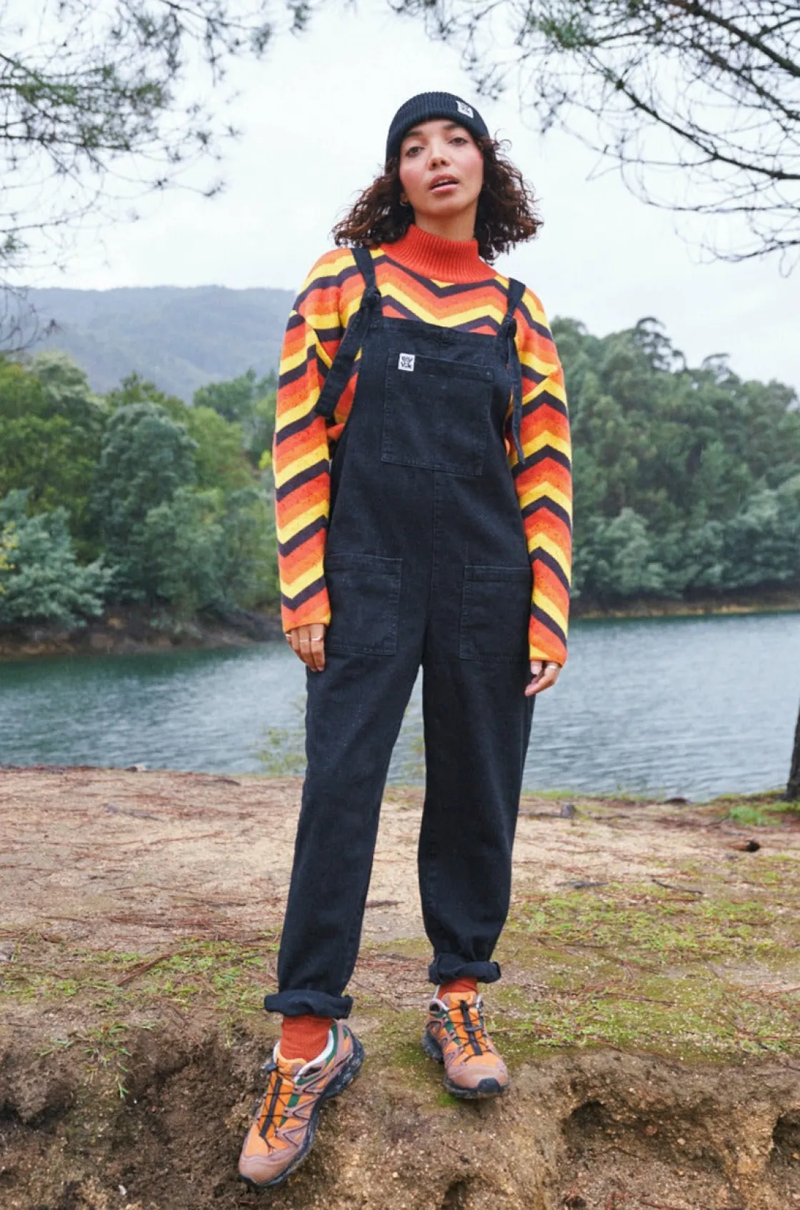 Lucy & Yak Original - Denim Dungarees in Washed Black Clearance