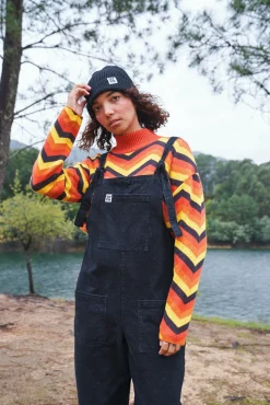 Lucy & Yak Original - Denim Dungarees in Washed Black Clearance