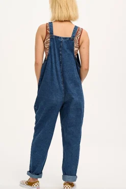 Lucy & Yak Original - Denim Dungarees in Mid Wash Blue Sale