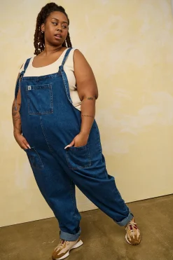 Lucy & Yak Original - Denim Dungarees in Mid Wash Blue Sale