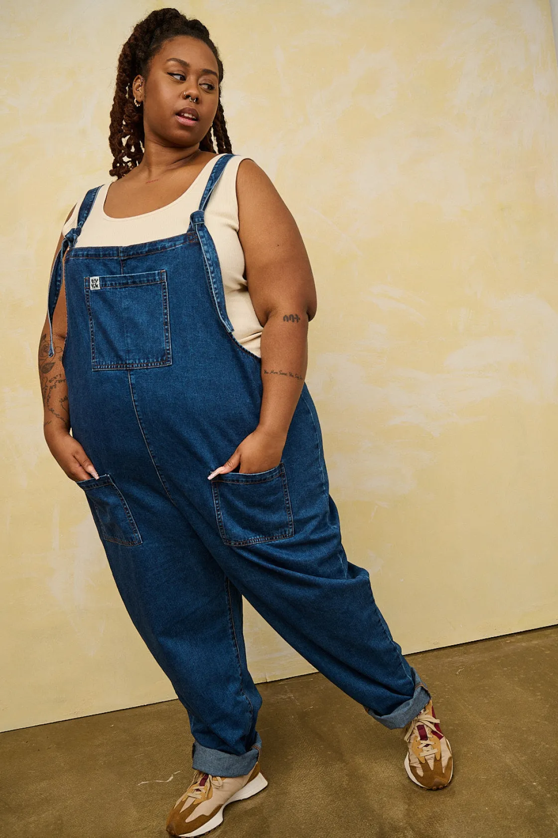 Lucy & Yak Original - Denim Dungarees in Mid Wash Blue Sale