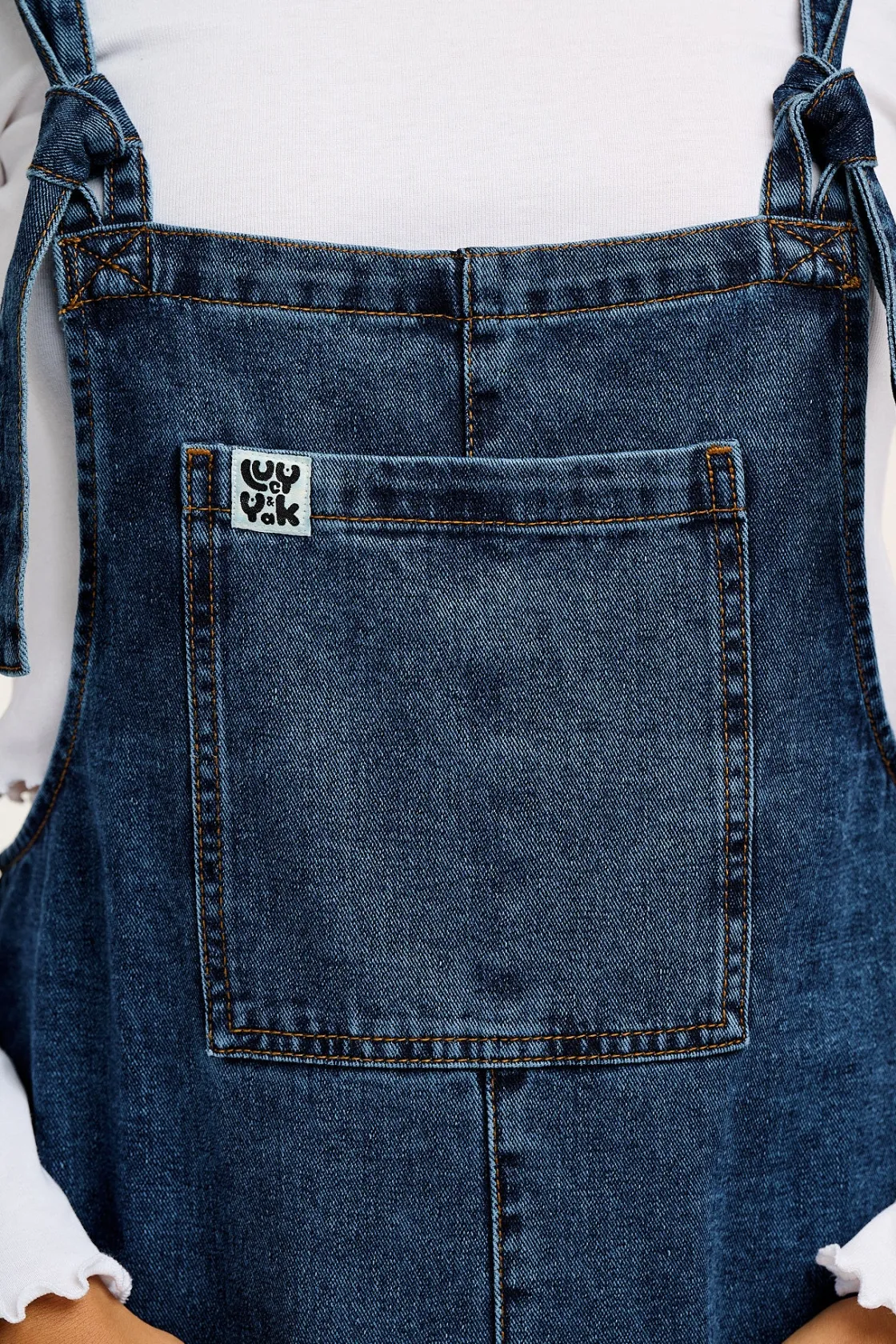 Lucy & Yak Original - Denim Dungarees in Mid Wash Blue Sale