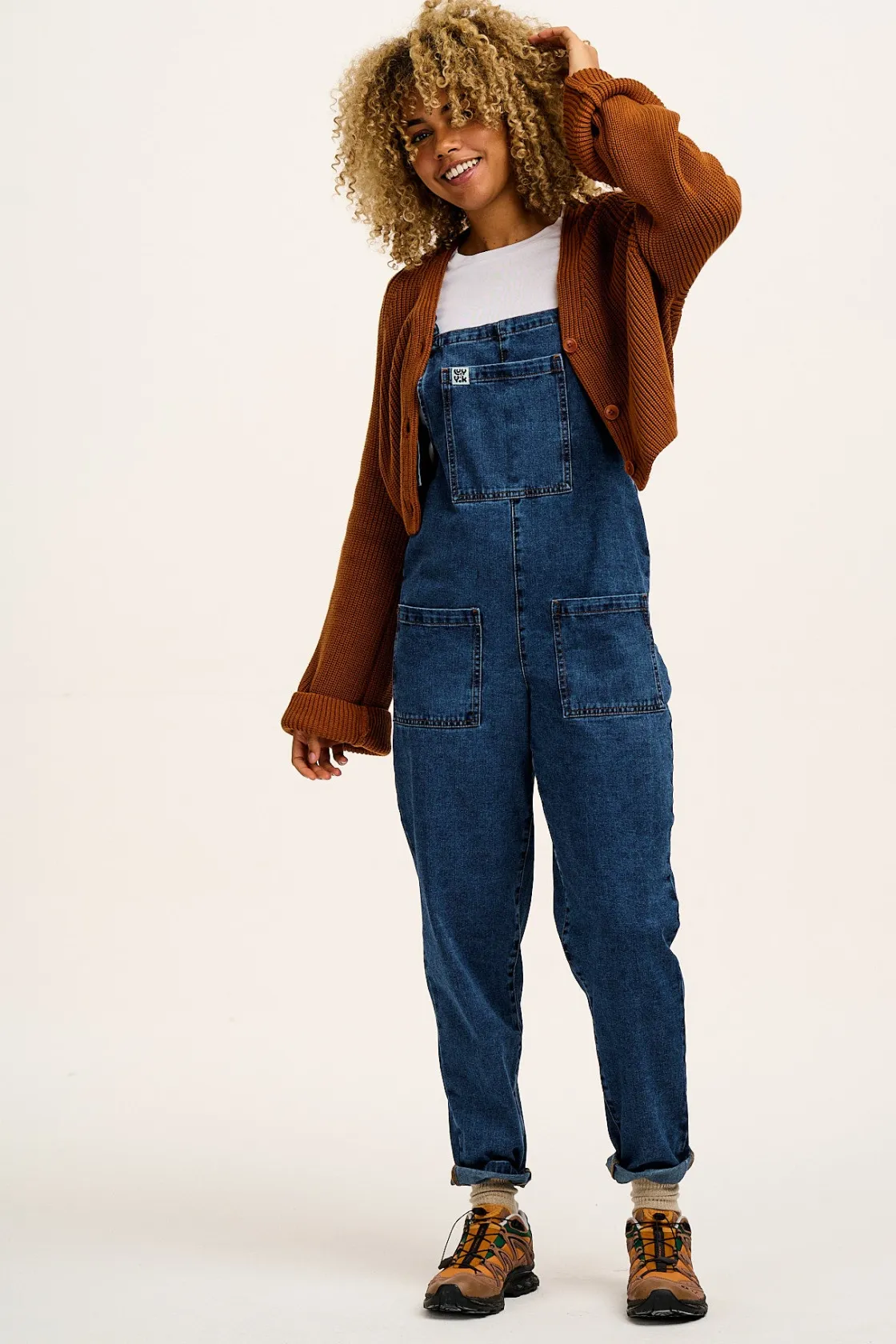 Lucy & Yak Original - Denim Dungarees in Mid Wash Blue Sale