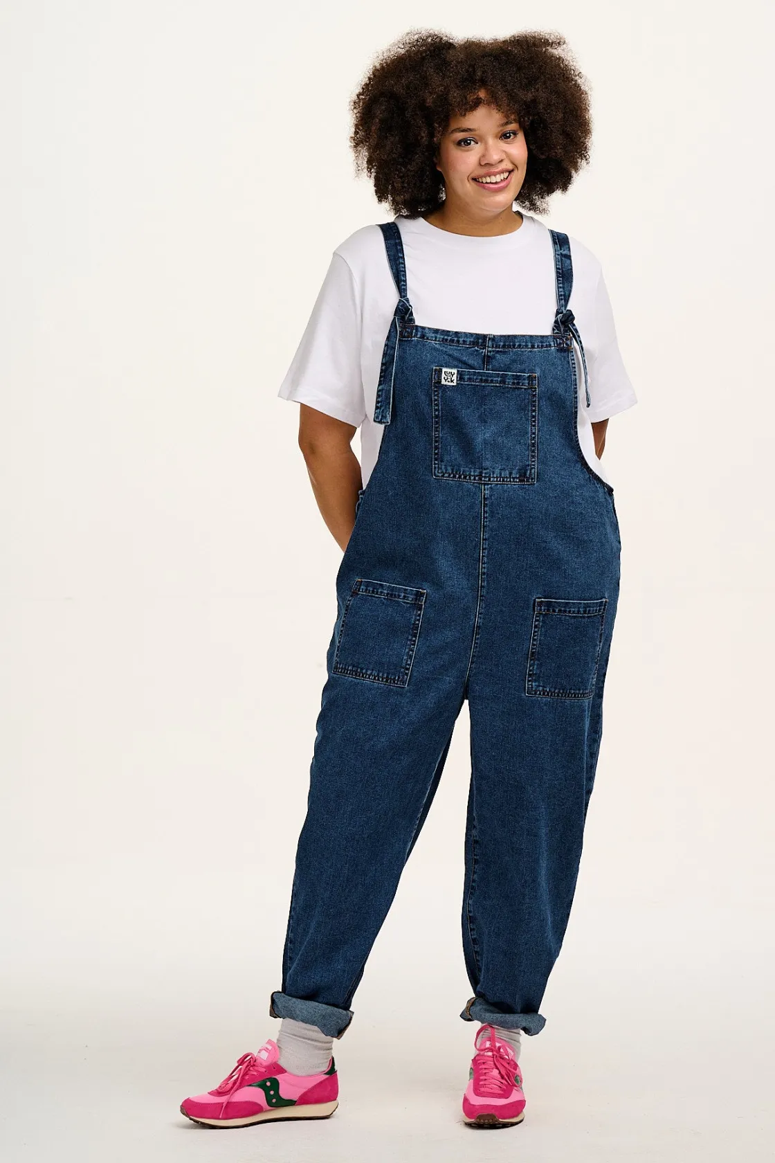 Lucy & Yak Original - Denim Dungarees in Mid Wash Blue Sale