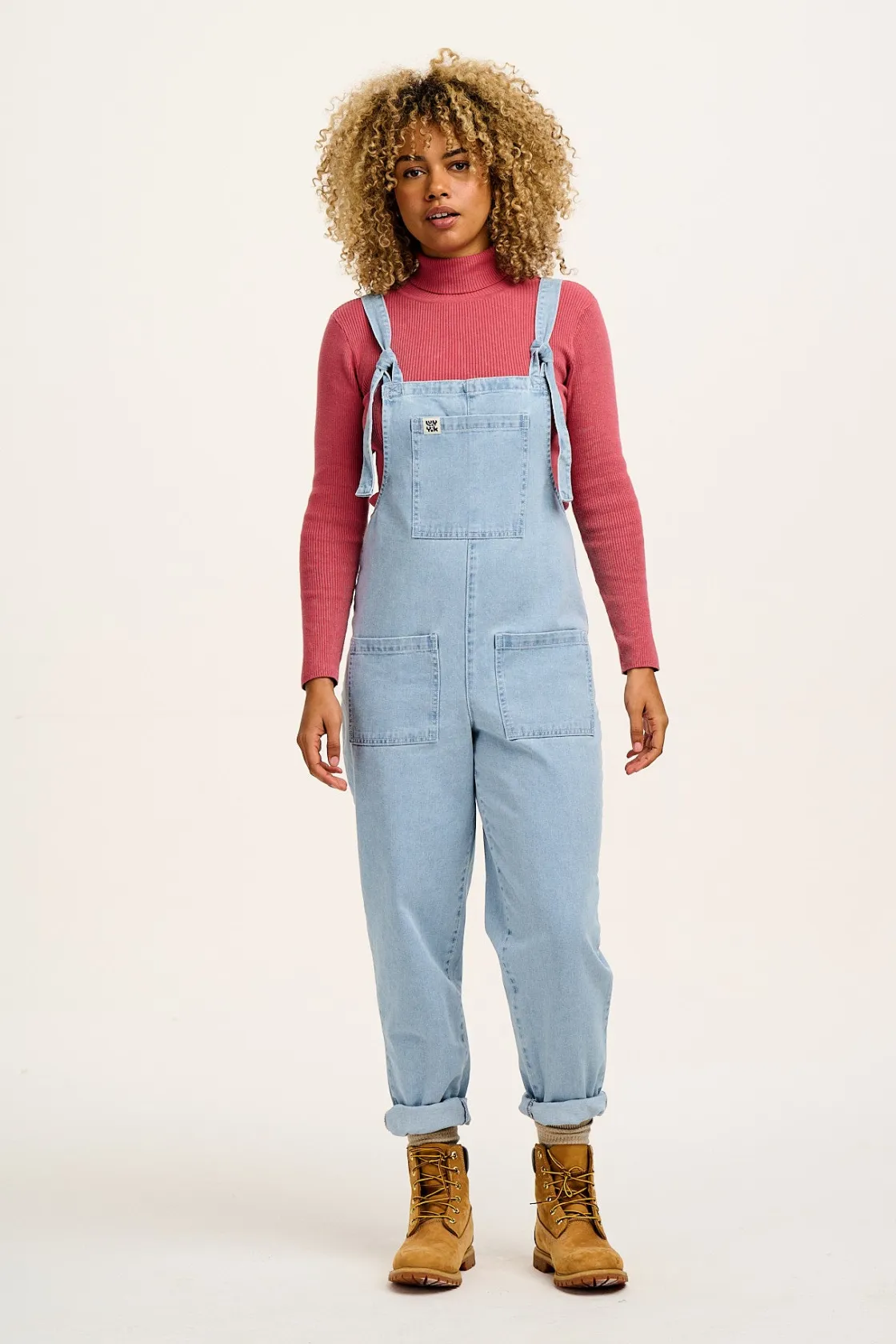 Lucy & Yak Original - Denim Dungarees in Light Wash Blue Sale