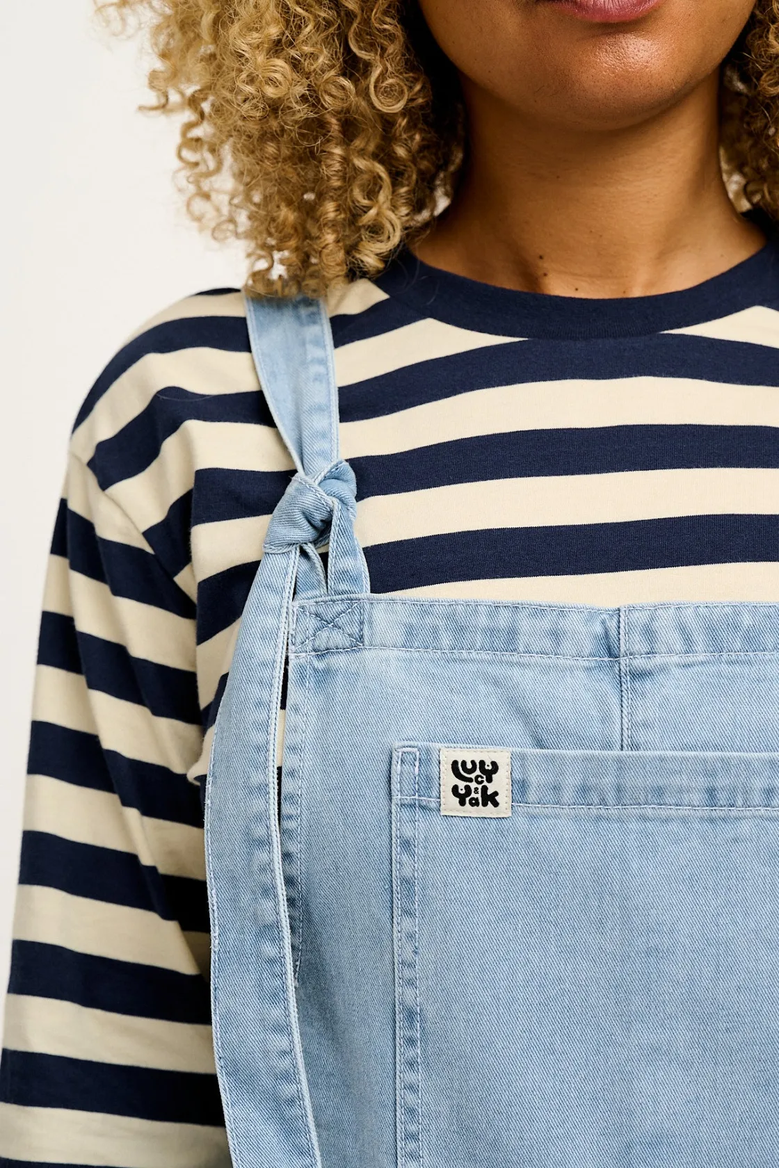Lucy & Yak Original - Denim Dungarees in Light Wash Blue Sale