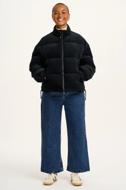 Lucy & Yak Paloma - Corduroy Puffer Jacket in Black New