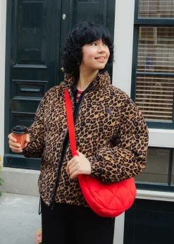 Lucy & Yak Paloma - Corduroy Puffer Jacket in Leopard Print New