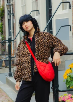 Lucy & Yak Paloma - Corduroy Puffer Jacket in Leopard Print New