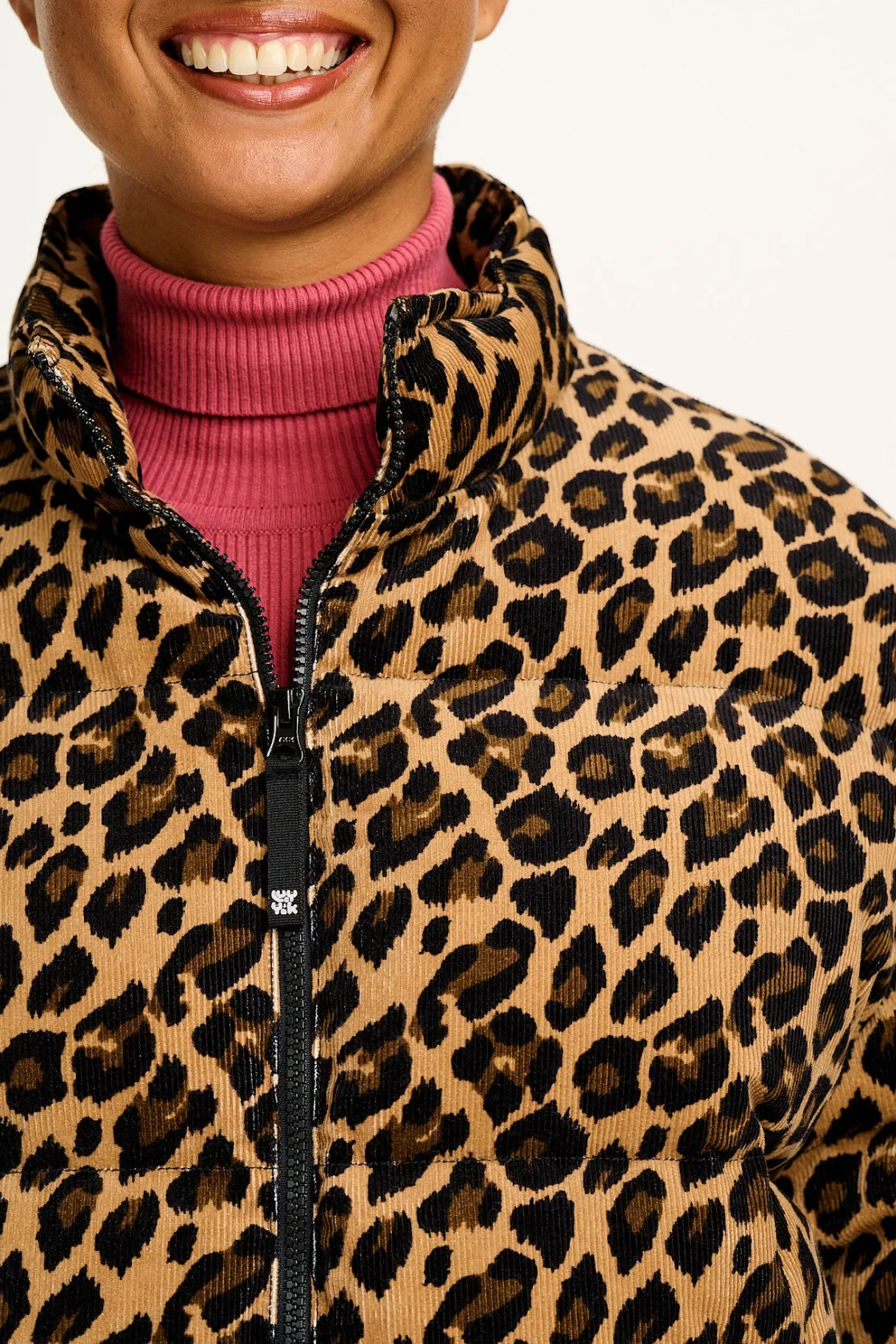 Lucy & Yak Paloma - Corduroy Puffer Jacket in Leopard Print New