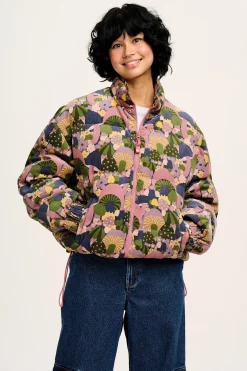 Lucy & Yak Paloma - Corduroy Puffer Jacket in Portobella Mushroom Print Clearance