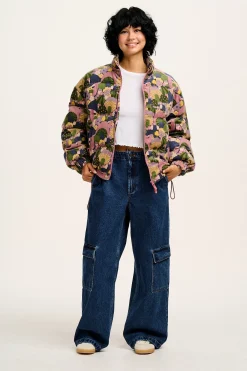 Lucy & Yak Paloma - Corduroy Puffer Jacket in Portobella Mushroom Print Clearance