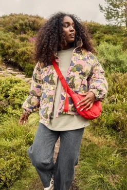 Lucy & Yak Paloma - Corduroy Puffer Jacket in Portobella Mushroom Print Clearance