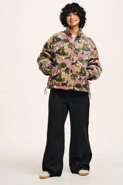 Lucy & Yak Paloma - Corduroy Puffer Jacket in Portobella Mushroom Print Clearance