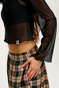 Lucy & Yak Perrie - Long Sleeve Mesh Top in Black Discount