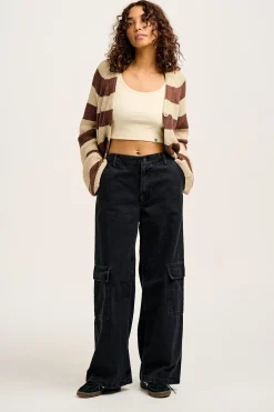 Lucy & Yak Phoenix - Cargo Trousers in Black Denim Clearance