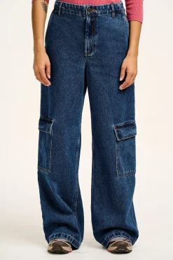 Lucy & Yak Phoenix - Cargo Trousers in Blue Denim New
