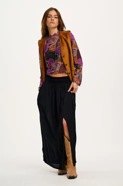 Lucy & Yak Poppy - Elasticated Waist Skirt in Black New