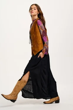 Lucy & Yak Poppy - Elasticated Waist Skirt in Black New