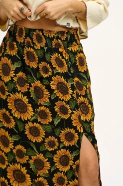 Lucy & Yak Poppy - Elasticated Waist Skirt in Sunflowers Print Best