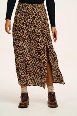 Lucy & Yak Poppy - Elasticated Waist Skirt in Leopard Print Clearance