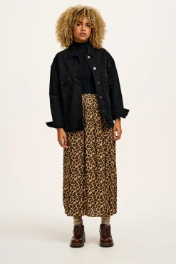 Lucy & Yak Poppy - Elasticated Waist Skirt in Leopard Print Clearance