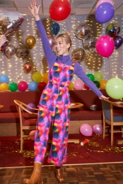 Lucy & Yak Presley - Cotton Jumpsuit in Digital Blur Print New