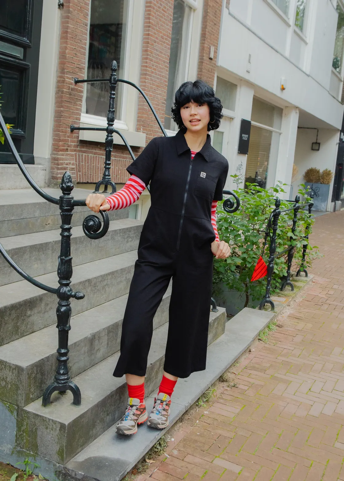 Lucy & Yak Ragan - Cotton Jumpsuit in Black Sale
