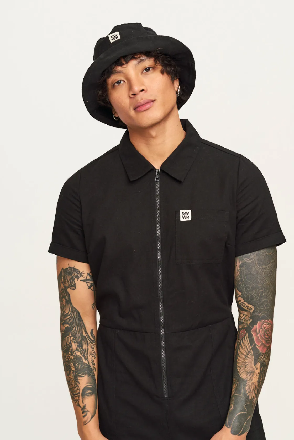 Lucy & Yak Ragan - Cotton Jumpsuit in Black Sale