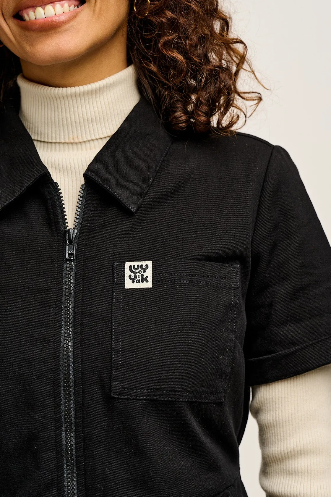 Lucy & Yak Ragan - Cotton Jumpsuit in Black Sale