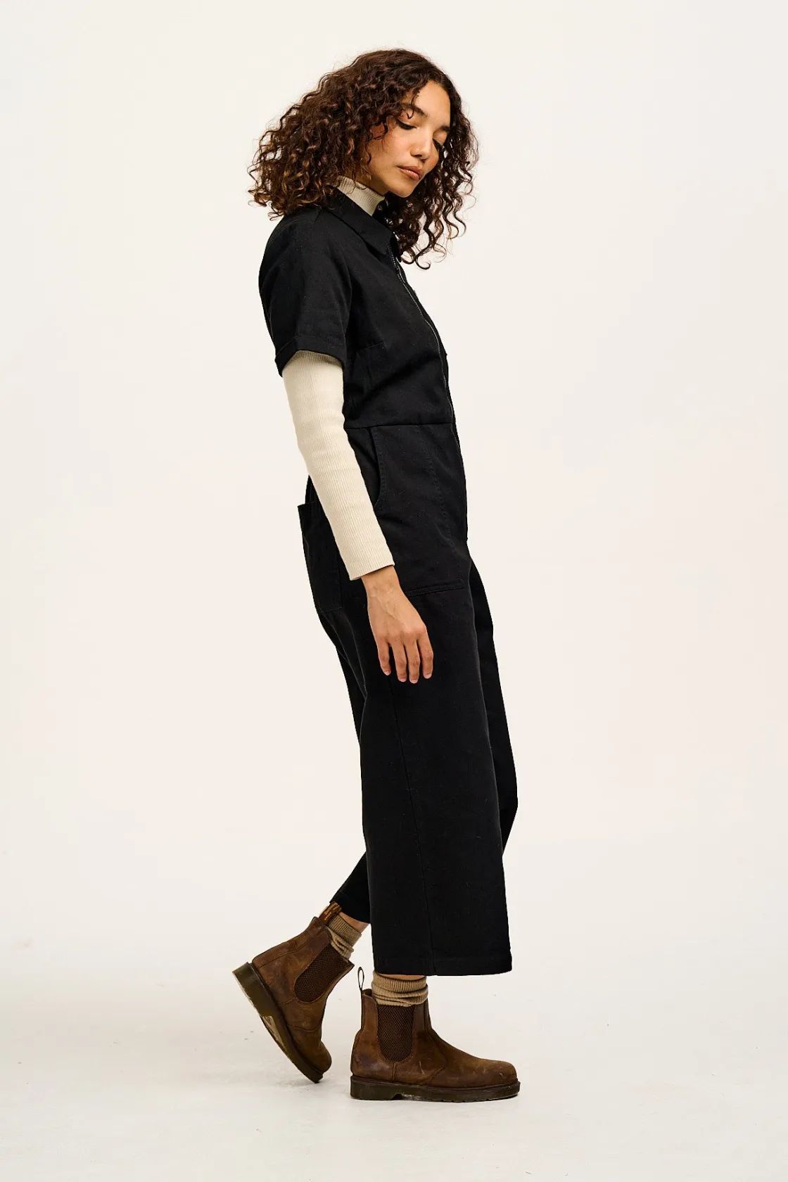 Lucy & Yak Ragan - Cotton Jumpsuit in Black Sale