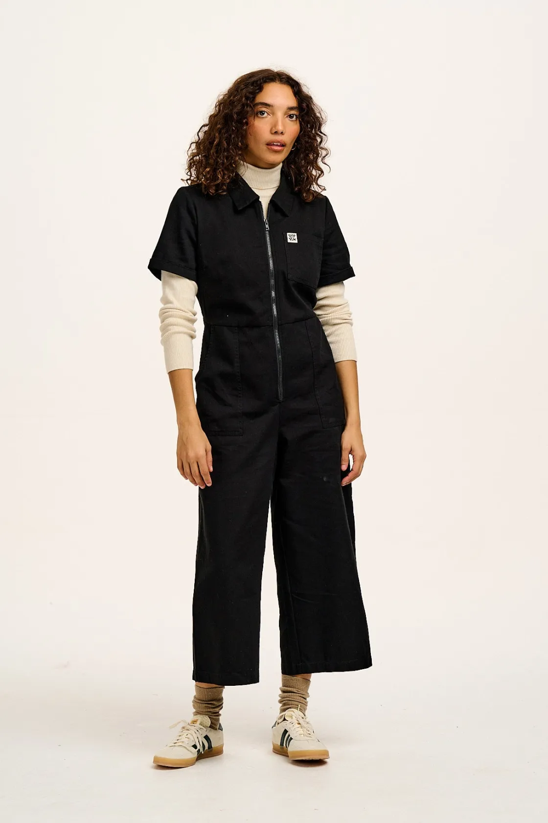 Lucy & Yak Ragan - Cotton Jumpsuit in Black Sale