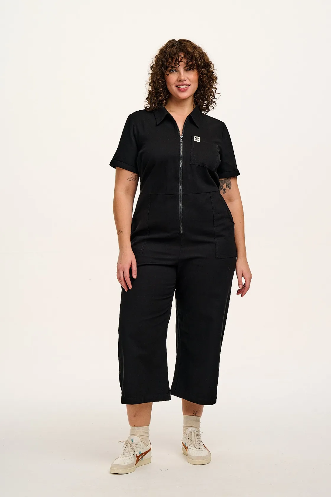 Lucy & Yak Ragan - Cotton Jumpsuit in Black Sale