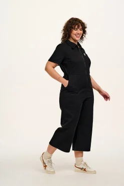 Lucy & Yak Ragan - Cotton Jumpsuit in Black Sale