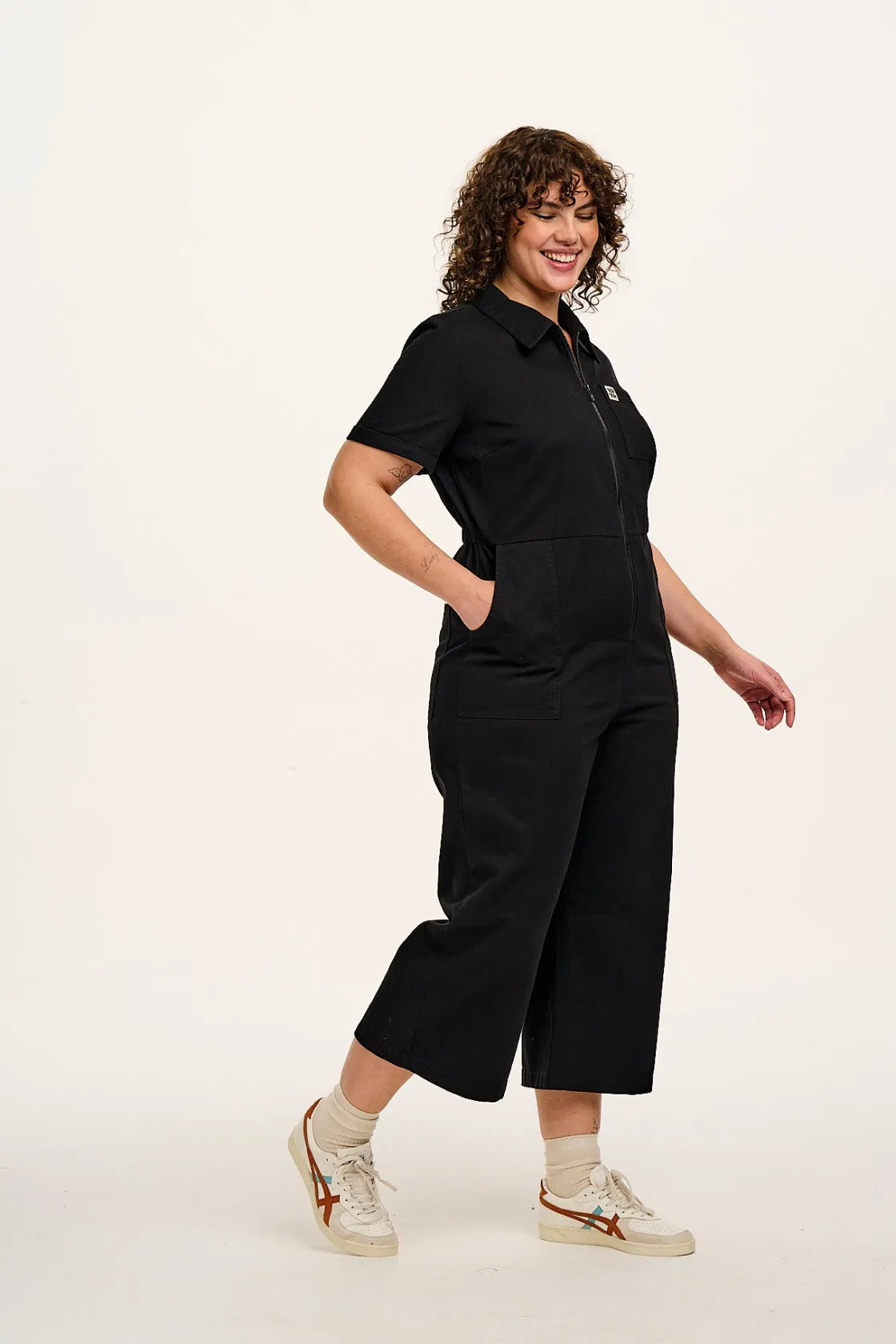 Lucy & Yak Ragan - Cotton Jumpsuit in Black Sale