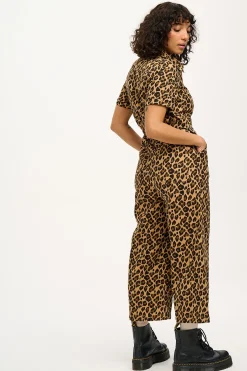 Lucy & Yak Ragan - Cotton Jumpsuit in Leopard Print Clearance