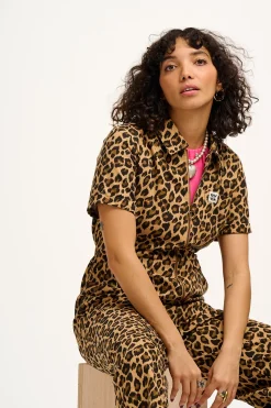 Lucy & Yak Ragan - Cotton Jumpsuit in Leopard Print Clearance