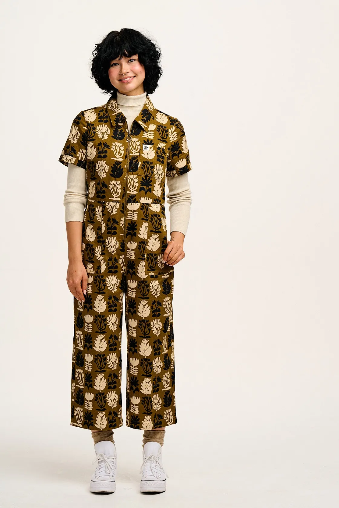 Lucy & Yak Ragan - Cotton Jumpsuit in Green Zela Print Fashion