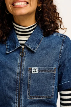 Lucy & Yak Ragan - Denim Jumpsuit in Mid Wash Blue Best