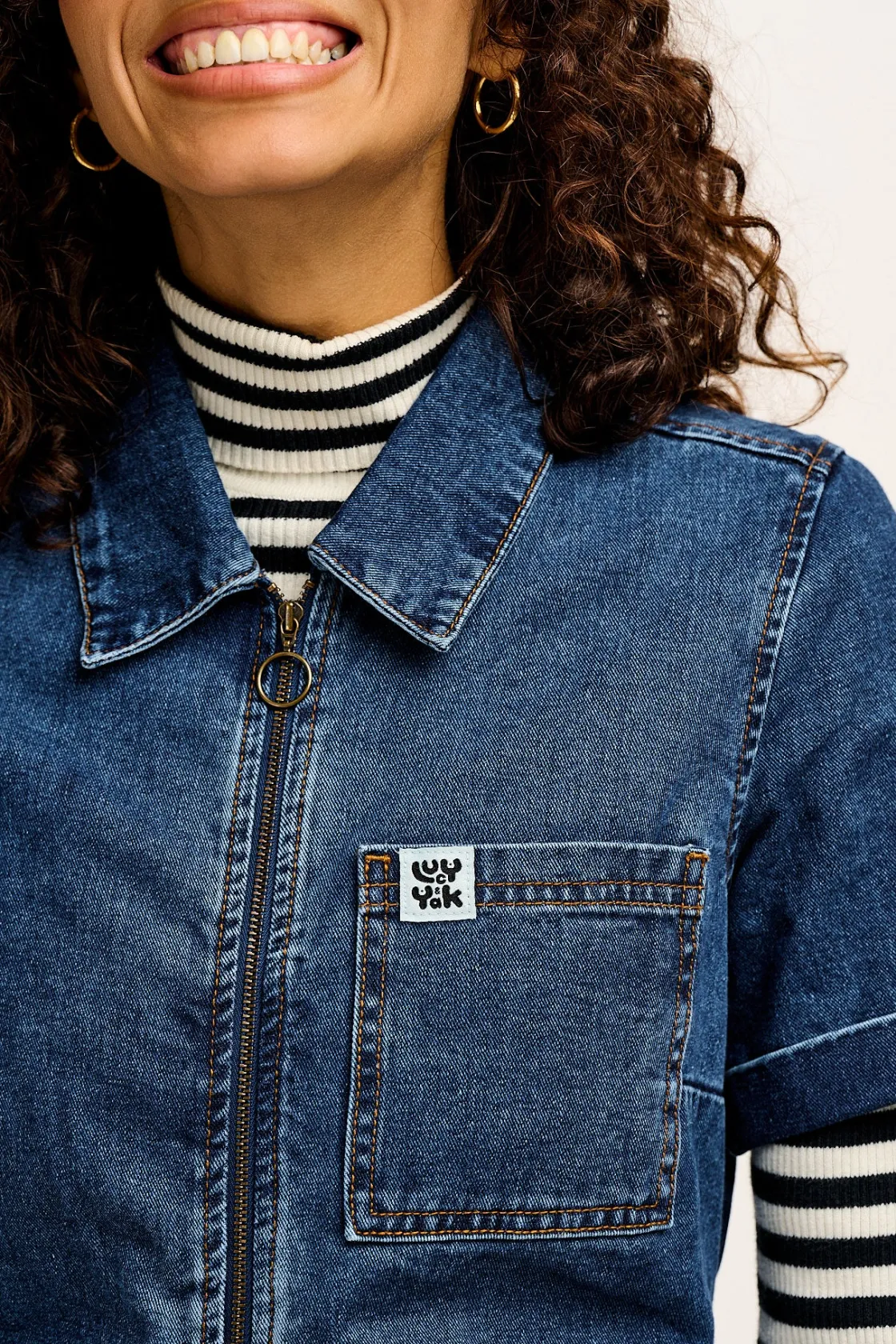 Lucy & Yak Ragan - Denim Jumpsuit in Mid Wash Blue Best