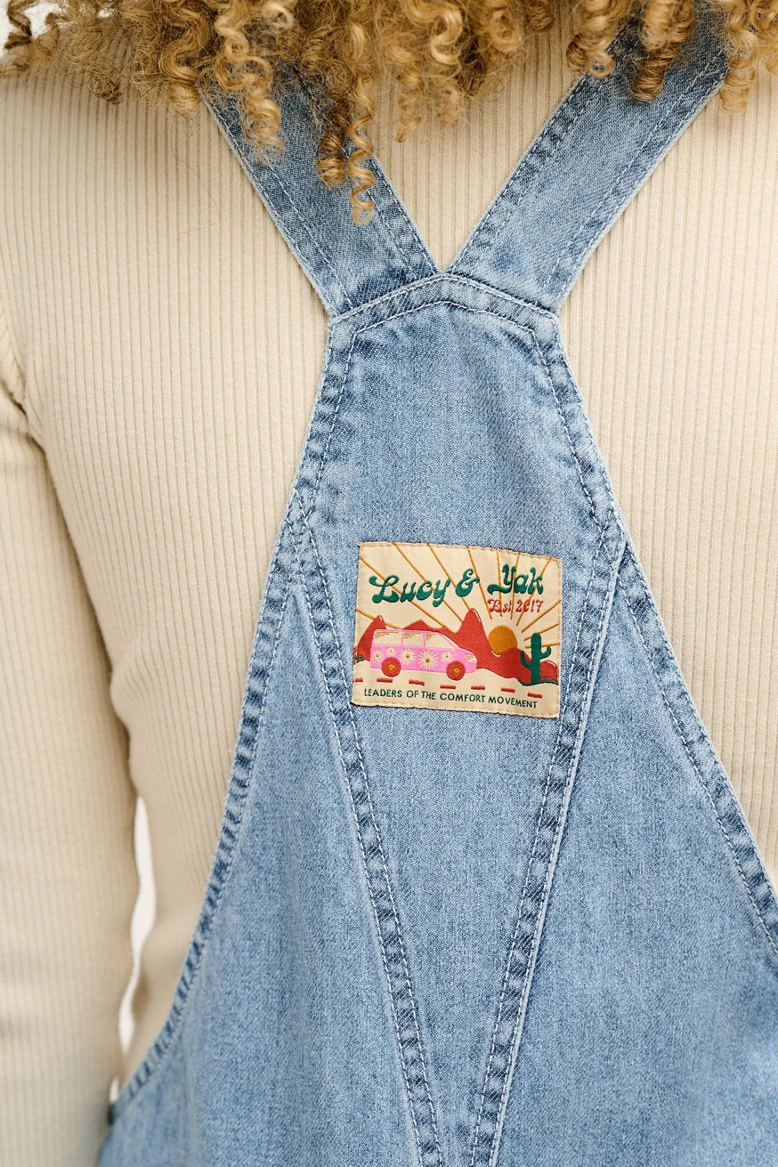 Lucy & Yak Reuben - Denim Dungarees in Light Wash Blue Discount