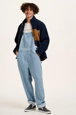 Lucy & Yak Reuben - Denim Dungarees in Light Wash Blue Discount
