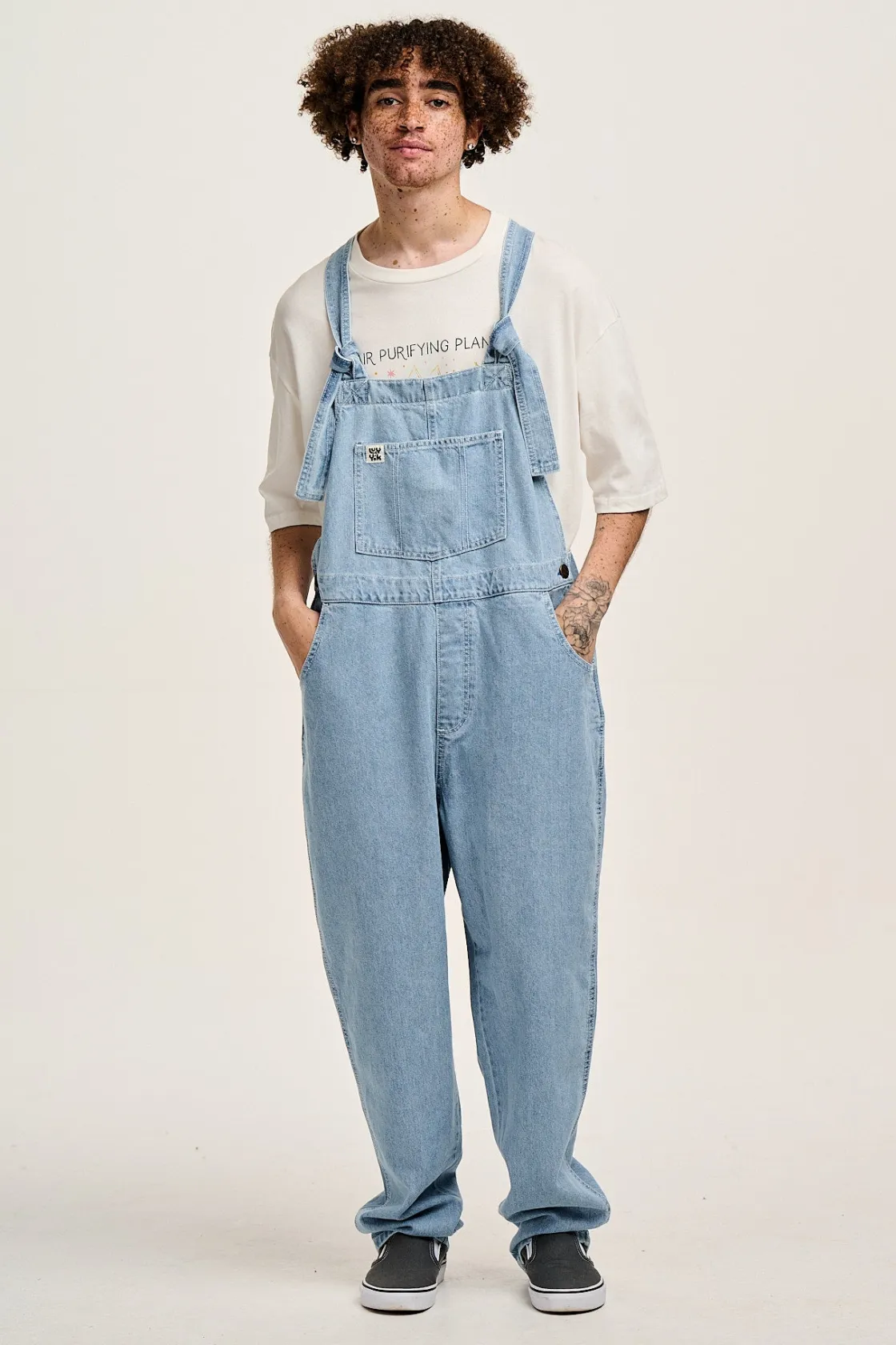 Lucy & Yak Reuben - Denim Dungarees in Light Wash Blue Discount