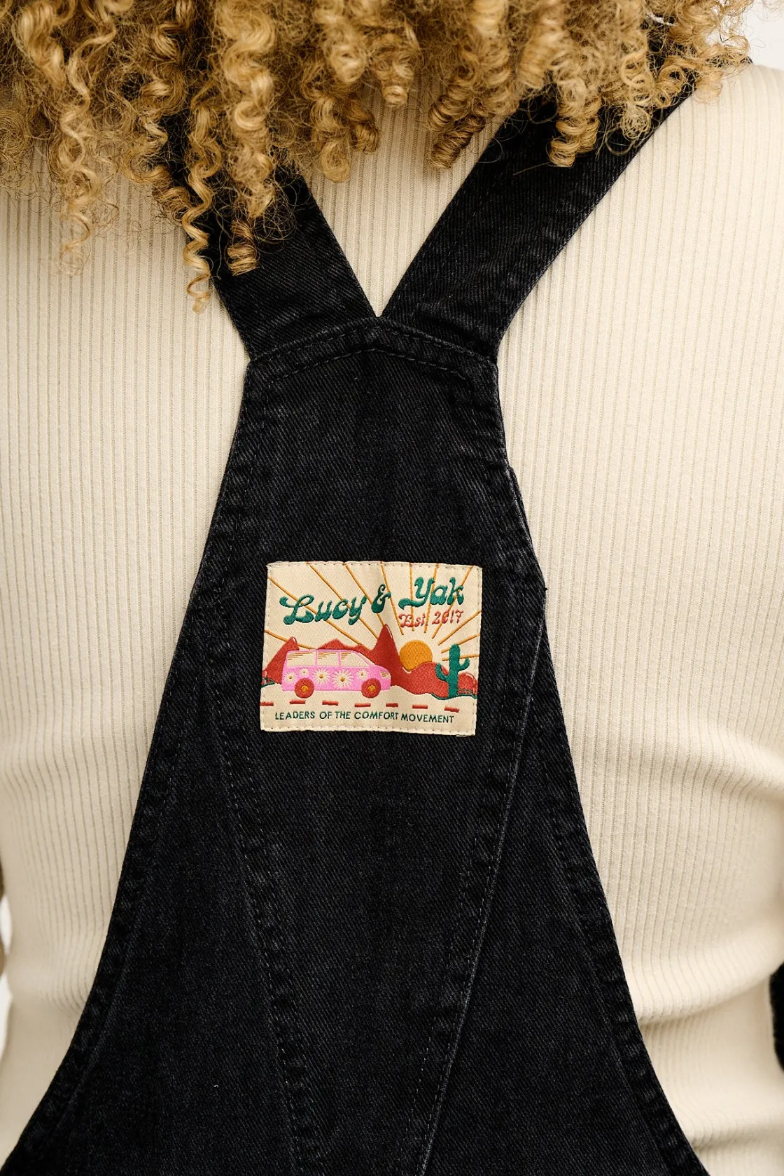 Lucy & Yak Reuben - Denim Dungarees in Washed Black Hot