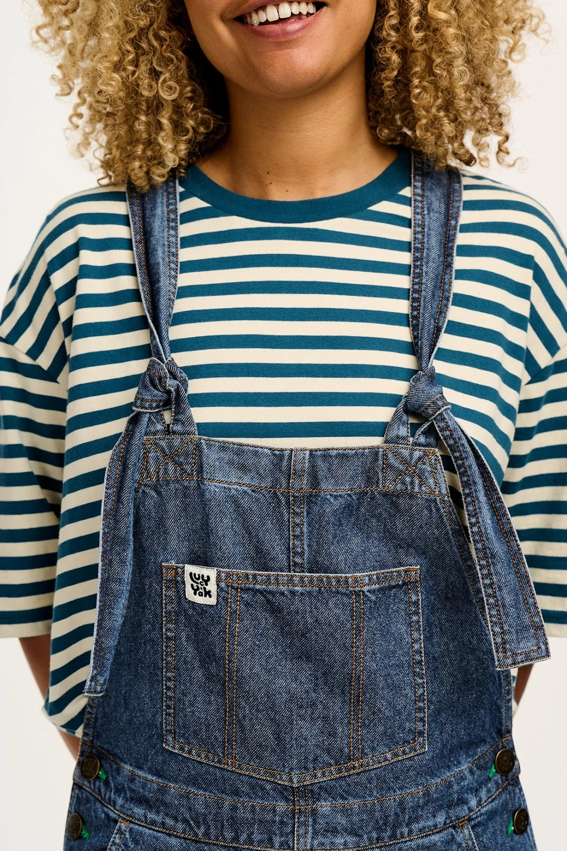 Lucy & Yak Reuben - Denim Dungarees in Mid Wash Blue Fashion