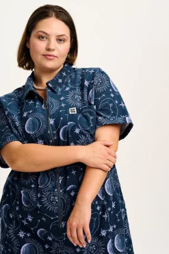 Lucy & Yak Rex - Short Sleeve Corduroy Jumpsuit in Aurora Print Clearance