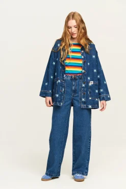 Lucy & Yak Rey - Long Sleeve Cotton Top in Rainbow Stripe Online