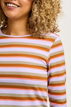 Lucy & Yak Rey - Long Sleeve Cotton Top in Iris Stripe Print New