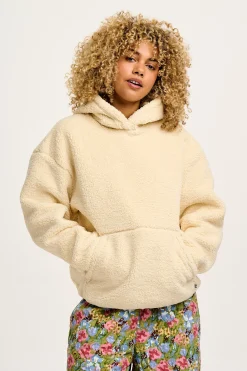 Lucy & Yak Rory - Borg Fleece Hoodie in Cream New
